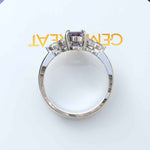 Load image into Gallery viewer, Nuptial Hues in Purple: Oval Amethyst Wedding Ring Set, Adorned by Marquise Side Gems