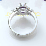 Load image into Gallery viewer, Nuptial Hues in Purple: Oval Amethyst Wedding Ring Set, Adorned by Marquise Side Gems