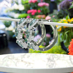 Load image into Gallery viewer, Enchanted Evening: Cyan Moissanite Hoop Earrings with Dazzling Halo