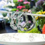 Load image into Gallery viewer, Mystic Meadows: Pear-Cut Moss Agate Hoop Earrings with Moissanite Sparkle.