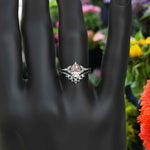 Load image into Gallery viewer, Timeless Elegance: Silver Wedding Set with Pear Cut Morganite, Perfect for Life's Beautiful Journey