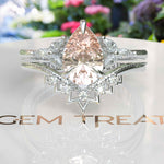Load image into Gallery viewer, Timeless Elegance: Silver Wedding Set with Pear Cut Morganite, Perfect for Life's Beautiful Journey
