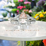 Load image into Gallery viewer, Timeless Elegance: Silver Wedding Set with Pear Cut Morganite, Perfect for Life's Beautiful Journey