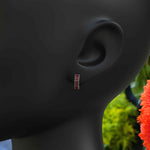 Load image into Gallery viewer, Vintage Romance: Art Deco Style Garnet Baguette Hoop Earrings