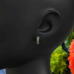 Load image into Gallery viewer, August's Radiance: Sleek Baguette Peridot Hoop Earrings.