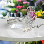 Load image into Gallery viewer, Whimsical Romance: Kite Cut Pink Sapphire Wedding Set with Marquise Moissanite Details