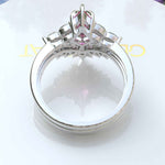 Load image into Gallery viewer, Whimsical Romance: Kite Cut Pink Sapphire Wedding Set with Marquise Moissanite Details