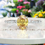Load image into Gallery viewer, Sunny Elegance: Oval Yellow Sapphire Ring Adorned with Marquise Moissanite Accents
