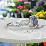 Load image into Gallery viewer, Gemstone Grace: Pear Alexandrite Ring Embellished with Marquise Moissanite Accents