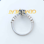 Load image into Gallery viewer, Deep Sea Elegance: Pear Cut London Blue Topaz Ring with Marquise Moissanite Accents in Silver