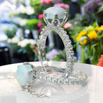 Load image into Gallery viewer, Classic Beauty: Opal Centerpiece Ring with Moissanite Accents Along the Shank