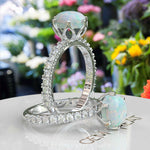 Load image into Gallery viewer, Classic Beauty: Opal Centerpiece Ring with Moissanite Accents Along the Shank