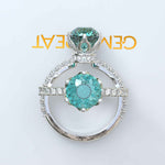 Load image into Gallery viewer, Ocean's Serenade Captured: Cyan Blue Portuguese Cut Adorns Under Halo Ring Setting