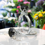 Load image into Gallery viewer, Striking Round Black Onyx Solitaire with Moissanite Under Halo Accents