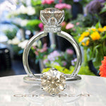 Load image into Gallery viewer, Lustrous Charm: Round Champagne Moissanite Under Halo Engagement Ring