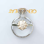 Load image into Gallery viewer, Lustrous Charm: Round Champagne Moissanite Under Halo Engagement Ring