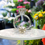 Load image into Gallery viewer, Lustrous Charm: Round Champagne Moissanite Under Halo Engagement Ring