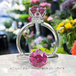 Load image into Gallery viewer, Moissanite Under Halo Kiss: Classic Pink Sapphire Ring Brilliance