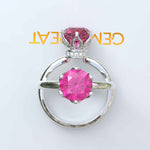 Load image into Gallery viewer, Moissanite Under Halo Kiss: Classic Pink Sapphire Ring Brilliance