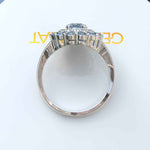 Load image into Gallery viewer, Stunning Oval Blue Moissanite Surrounded by Glistening Double Halo Ring