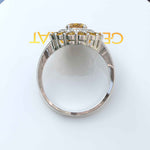 Load image into Gallery viewer, Dual Luster: Elegant Oval Citrine Ring Flanked by Moissanite & Citrine Halo