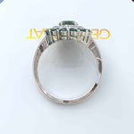 Load image into Gallery viewer, Emerald Oasis: Double Halo Oval Green Emerald Ring with Moissanite & Emerald Embellishments.