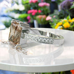 Load image into Gallery viewer, 4.0ct Champagne Moissanite: Emerald-Cut Engagement Ring Excellence