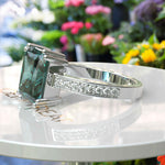 Load image into Gallery viewer, Dazzling 4.5ct Cyan Blue Moissanite Engagement Ring: A Statement of Forever Love