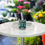 Load image into Gallery viewer, Dazzling 4.5ct Cyan Blue Moissanite Engagement Ring: A Statement of Forever Love
