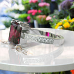 Load image into Gallery viewer, Classic Elegance: 4.0ct Emerald-Cut Ruby Engagement Ring for the Timeless Bride.