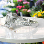 Load image into Gallery viewer, Statement of Love: 4.5ct White Emerald Cut Moissanite Ring for the Perfect Engagement