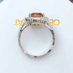 Load image into Gallery viewer, Exquisite Asscher Cut Citrine Ring Framed by Baguette Moissanite Halo