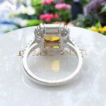 Load image into Gallery viewer, Exquisite Asscher Cut Citrine Ring Framed by Baguette Moissanite Halo