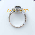 Load image into Gallery viewer, Exclusive 3ct Gray Moissanite Asscher-Cut Ring with Unique Baguette Moissanite Halo