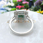 Load image into Gallery viewer, Earthly Enigma: Square Moss Agate and Moissanite Baguette Halo Ring.