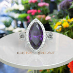 Load image into Gallery viewer, Large 8.0ct Marquise Amethyst Engagement Ring with Lustrous Moissanite Halo