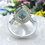 Load image into Gallery viewer, Elegant Large 8.0ct Marquise Cyan Blue Moissanite with Halo Setting