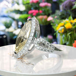 Load image into Gallery viewer, Sunlit Splendor: Expansive 8.0ct Marquise Yellow Moissanite Halo Ring.