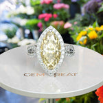 Load image into Gallery viewer, Sunlit Splendor: Expansive 8.0ct Marquise Yellow Moissanite Halo Ring.