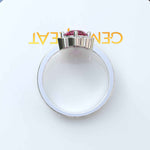 Load image into Gallery viewer, Blossoming Beauty: Round Pink Sapphire Ring in Floral Halo with Moissanite Sparkles.