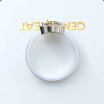 Load image into Gallery viewer, Blossoming Brilliance: Floral-Styled Round Yellow Sapphire Ring with Moissanite Halo.