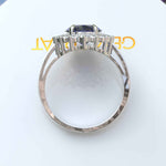 Load image into Gallery viewer, The Pinnacle of Romance: 4.0ct Oval Blue Sapphire Halo Ring Adorned with Moissanite Accents.