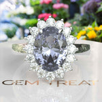 Load image into Gallery viewer, Captivating 4.0ct Gray Moissanite Oval Halo Ring for Special Occasions