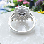 Load image into Gallery viewer, Captivating 4.0ct Gray Moissanite Oval Halo Ring for Special Occasions