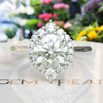 Load image into Gallery viewer, Eternal Sparkle: Engagement Ring Featuring 2ct White Moissanite in a Luminous Halo.