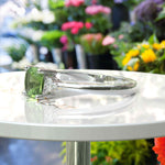 Load image into Gallery viewer, Stunning Cushion Cut Peridot Statement Ring with Moissanite Side Stones