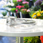 Load image into Gallery viewer, Ethereal Sparkle: Colorless Cushion Cut Moissanite Engagement Ring.