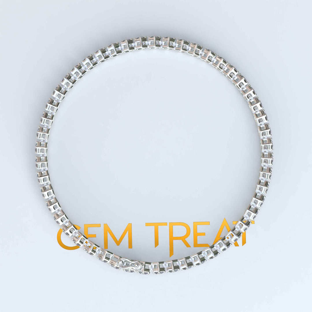 Elegant Sheen: 5.0ct 3.0mm Round Gray Moissanite Tennis Bracelet in Classic Style