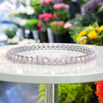 Load image into Gallery viewer, Pink Serenity: Round Rose Quartz Tennis Bracelet with Subtle Elegance
