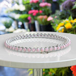 Load image into Gallery viewer, Pink Serenity: Round Rose Quartz Tennis Bracelet with Subtle Elegance
